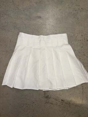 Fashion Wildcat White High Waisted Pleated Tennis Mini Skirt with Lining